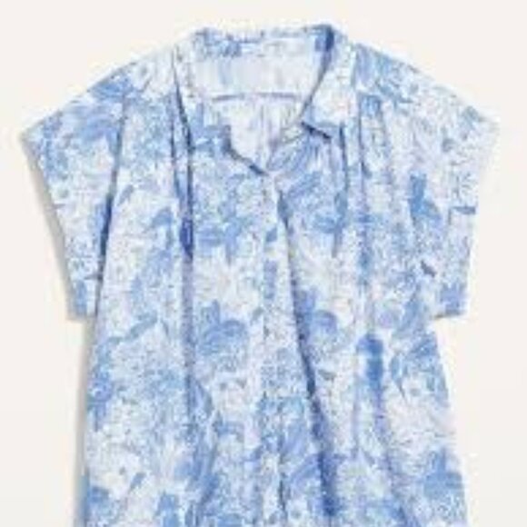 Old Navy Oversized No-Peek Plus-Size Linen-Blend Short-Sleeve Shirt 2X - Picture 3 of 8